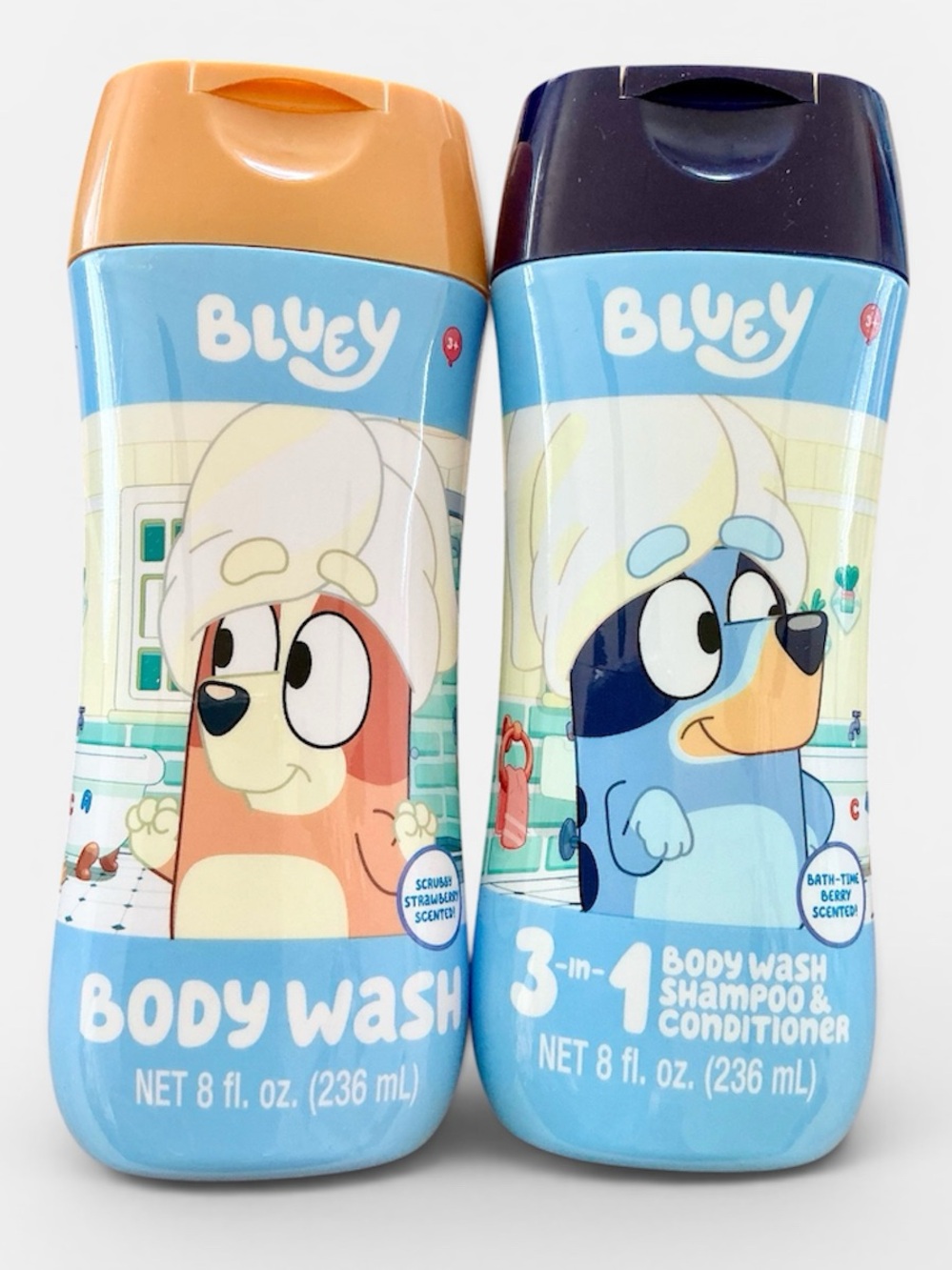 🆕 Bluey Strawberry Scented Body Wash & Berry Scented 3 in 1 Two Bottles